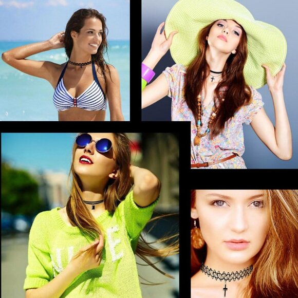 0 Pcs Black Necklaces for Women Adjustable Layered Velvet Choker Set Classic Got - Picture 4 of 7